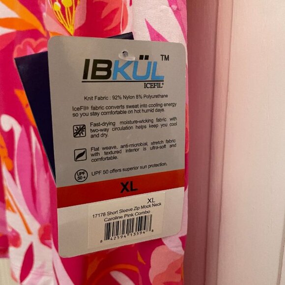 NWT Ladies IBKUL PINK CORAL Short Sleeve Mock Golf Shirt XL - Picture 6 of 6